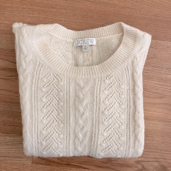 J. Crew Sweaters - J crew women xs Wool Alcapa blend cable knit crewneck sweater bubble sleeve